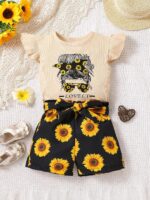 Child Toddler Woman Garments Summer season Ruffle Sleeve Determine Graphic Tee Shirt... - Image 3