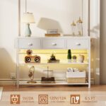 Furologee 38in Console Desk with 3 Drawers, Small Couch Desk with Lig... - Image 3