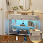 Furologee 38in Console Desk with 3 Drawers, Small Couch Desk with Lig... - Image 5