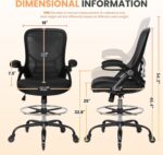 HYLONE Drafting Chair Adjustable, Tall Workplace Chair Lumbar Help Erg... - Image 3