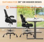 HYLONE Drafting Chair Adjustable, Tall Workplace Chair Lumbar Help Erg... - Image 4