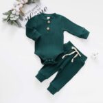 New child Child Boy Woman Garments Ribbed Knitted Cotton Lengthy Sleeve Romper... - Image 3