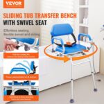 VEVOR Sliding Tub Switch Bench with 360 Diploma Swivel Seat, Sliding ... - Image 3