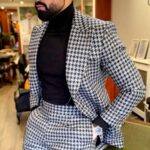 Premium Houndstooth Dogstooth Plaid Slim Match Tuxedo Promenade Marriage ceremony Groom... - Image 3