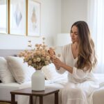 Beige Faux Flowers Silk 10 Stems With Eucalyptus, Fake Flowers For Vas... - Image 3