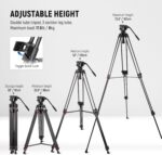 NEEWER 74" Video Tripod with Fluid Head, QR Plate , Aluminum Heavy Dut... - Image 3