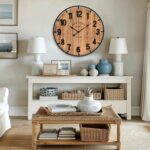 24 Inch Farmhouse Wall Clock Massive Outdated City Classic Rustic Picket Cloc... - Image 3