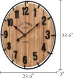 24 Inch Farmhouse Wall Clock Massive Outdated City Classic Rustic Picket Cloc... - Image 4