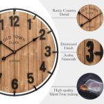 24 Inch Farmhouse Wall Clock Massive Outdated City Classic Rustic Picket Cloc... - Image 5