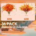 Synthetic Fall Flowers for Open air,36 pcs Fake Open air Crops Reali... - Image 10