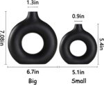 Black Ceramic Vase for Trendy Dwelling Decor, Spherical Matte Pampas Flower Va... - Image 7