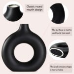 Black Ceramic Vase for Trendy Dwelling Decor, Spherical Matte Pampas Flower Va... - Image 8