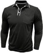 Mens Lengthy Sleeve Polo Shirts Informal Cotton Tee Shirts Collared Polo Wo... - Image 3