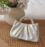 Beatfull Night Purse Ladies Small Pearl Purses Gentle Leather-based Ruched ... - Image 4