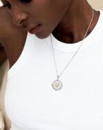 FANCIME Compass Necklace for Ladies Sterling Silver Compass Jewellery Opa... - Image 3