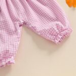 New child Child Lady Garments Lengthy Sleeve Plaid Smocked Romper Jumpsuit In... - Image 7