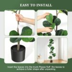 GarveeHome Synthetic Fiddle Leaf Fig Tree - 6 ft Pretend Plant with Blac... - Image 4