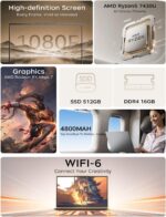 Laptop computer with AMD Ryzen 7430U Processor (UP to 4.3GHZ,6C/12T),16GB DDR4 ... - Image 3