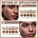 FOCALLURE #GoldenAge 5 in 1 Multi Makes use of Concealer Palette, 5 Colours Cor... - Image 6