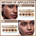 FOCALLURE #GoldenAge 5 in 1 Multi Makes use of Concealer Palette, 5 Colours Cor... - Image 7