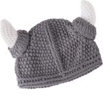 Child Viking Knit Hat with Horns Barbarian Cute Beanie Hat Grownup Croche... - Image 3