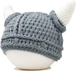 Child Viking Knit Hat with Horns Barbarian Cute Beanie Hat Grownup Croche... - Image 5