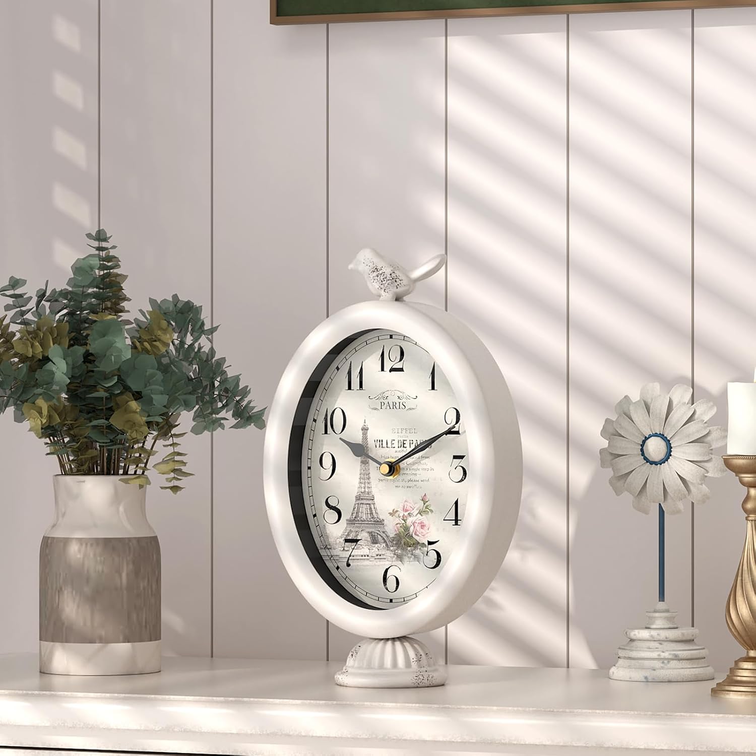 Classic Desk Clock with Hen, Desk and Shelf Decor Clock, French Pari... - Image 3