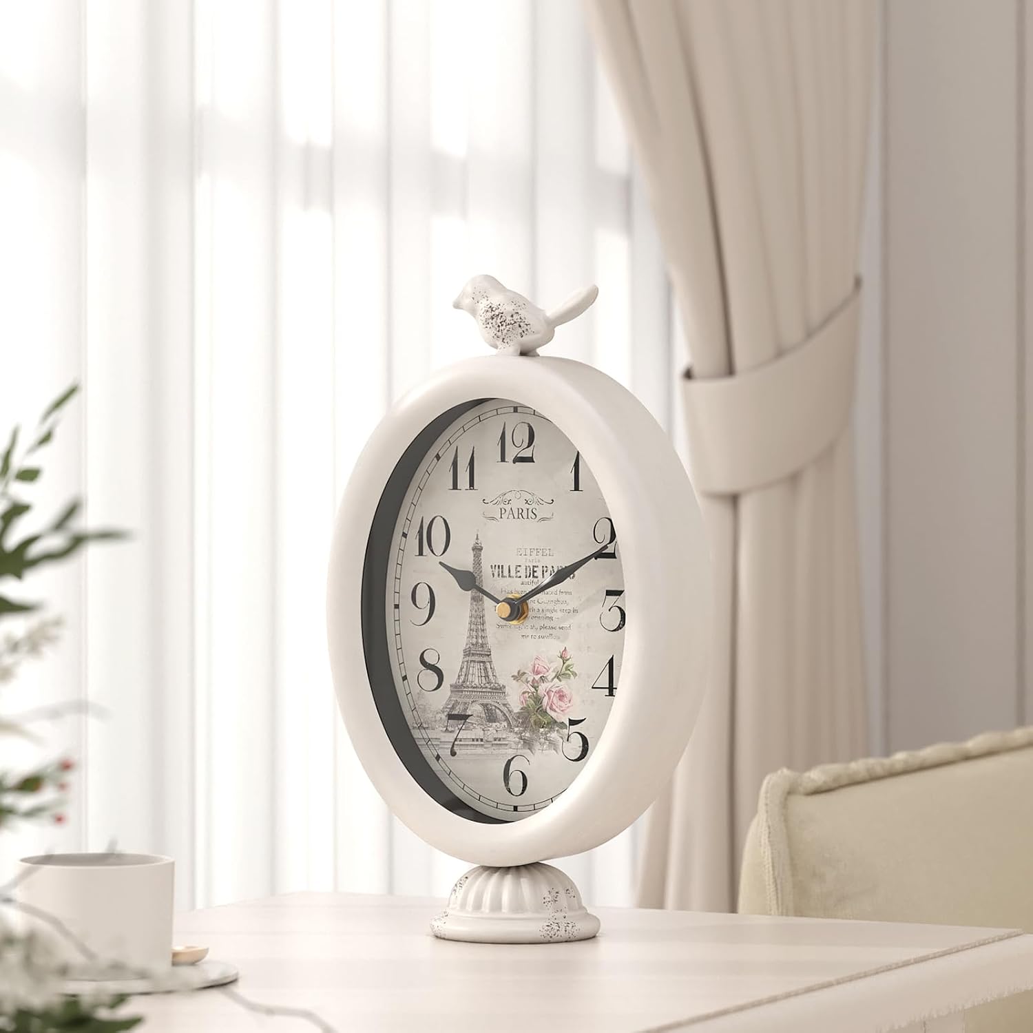 Classic Desk Clock with Hen, Desk and Shelf Decor Clock, French Pari... - Image 8