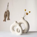 CEMABT White Donut Vase Hole Ceramic Vase for Flowers Handmade Minim... - Image 5