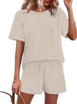WIHOLL Ladies's 2 Piece Lounge Units Brief Sleeve T-Shirt and Drawstring... - Image 3