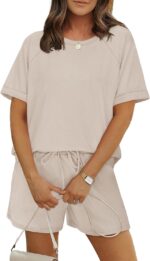 WIHOLL Ladies's 2 Piece Lounge Units Brief Sleeve T-Shirt and Drawstring... - Image 4