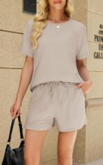 WIHOLL Ladies's 2 Piece Lounge Units Brief Sleeve T-Shirt and Drawstring... - Image 5