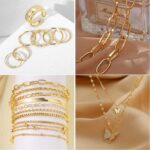 47pcs Gold Jewellery Set With 3 PCS Necklace, 11 PCS Bracelet,20pcs Hoop... - Image 5