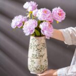 Classic Inexperienced and Beige Vase, Giant Spherical Ceramic Floral Vases, Retro ... - Image 3