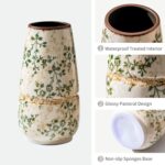 Classic Inexperienced and Beige Vase, Giant Spherical Ceramic Floral Vases, Retro ... - Image 5