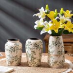 Classic Inexperienced and Beige Vase, Giant Spherical Ceramic Floral Vases, Retro ... - Image 6