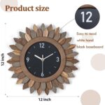 Honiway Wall Clock Battery Operated 12 in Rustic Wooden Boho Sunburst De... - Image 4