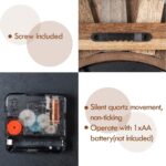 Honiway Wall Clock Battery Operated 12 in Rustic Wooden Boho Sunburst De... - Image 5