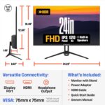 Westinghouse 24 Inch Monitor, 1080p Full HD IPS Laptop Display, 120Hz... - Image 6