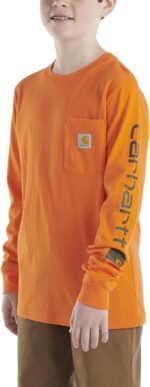 Carhartt Boys' Lengthy-Sleeve Brand Sleeve Pocket T-Shirt - Image 3