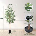 Synthetic Olive Tree, 4FT Tall Fake Olive Timber 48in Out of doors Faux Pot... - Image 3