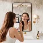 Black Steel Framed Toilet Mirror for Wall, 30X22 Inch Rounded Rectan... - Image 3