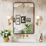 Black Steel Framed Toilet Mirror for Wall, 30X22 Inch Rounded Rectan... - Image 4