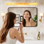 Black Steel Framed Toilet Mirror for Wall, 30X22 Inch Rounded Rectan... - Image 5