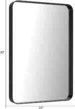 Black Steel Framed Toilet Mirror for Wall, 30X22 Inch Rounded Rectan... - Image 7