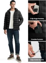 TBMPOY Males's Light-weight Puffer Jackets Removable Hood Water-Resistan... - Image 4