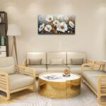 RUIFENGL Flower Canvas Wall Artwork White and Gold Floral Photos Canvas ... - Image 3