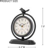 Black Classic Desk Clock with Fowl, European Retro Model Mantel Clock... - Image 3