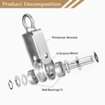 Cable Pulley Wheel for Rope with Carabiner,Ball Bearings, Easy No No... - Image 3