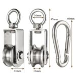 Cable Pulley Wheel for Rope with Carabiner,Ball Bearings, Easy No No... - Image 4